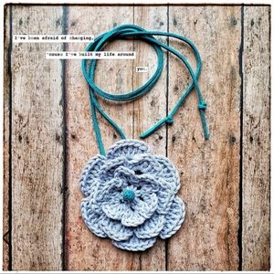 handmade crochet flower child statement necklace